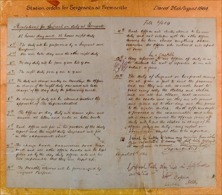 1864 ... Station Orders for Sergeants at Fremantle